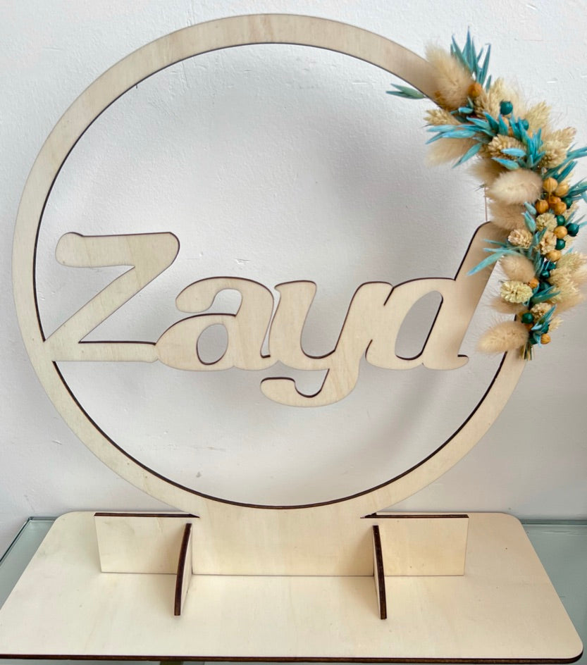 Houten Flowerhoop met naam