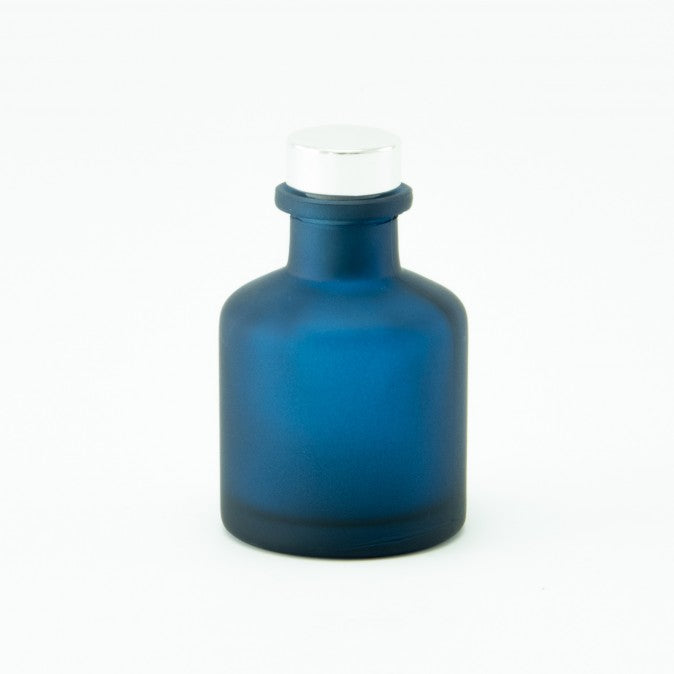 Marineblauw parfumflesje met dop naar keuze (incl. 4 geurstokjes)
