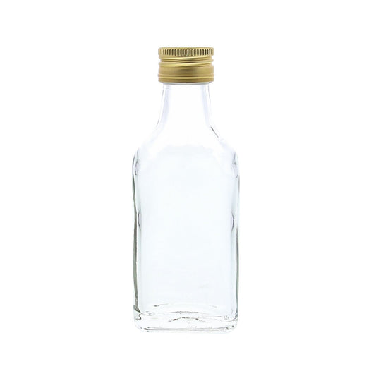 Glazen flesje met gouden schroefdop