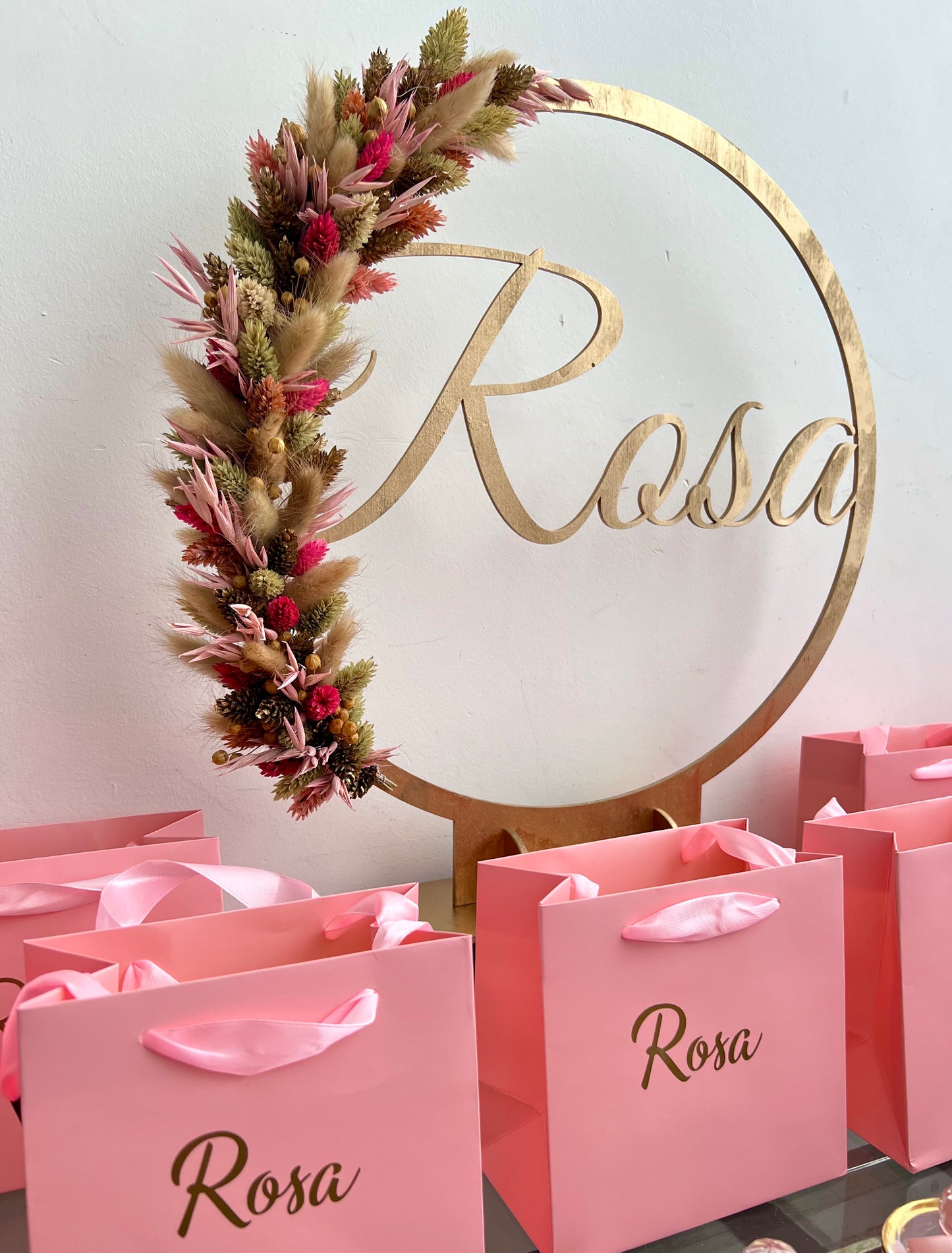 Houten Flowerhoop met naam