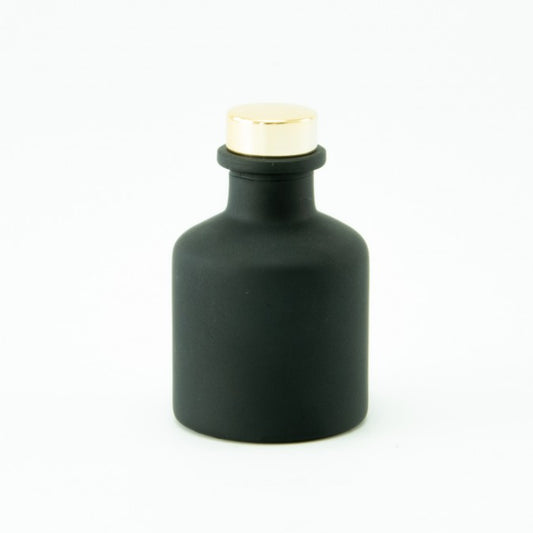 Zwarte parfumflesje met dop naar keuze (incl. 4 geurstokjes)