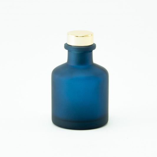 Marineblauw parfumflesje met dop naar keuze (incl. 4 geurstokjes)