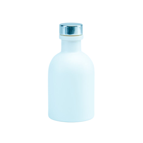 Witte geurflesje met dop naar keuze (incl. 4 geurstokjes)